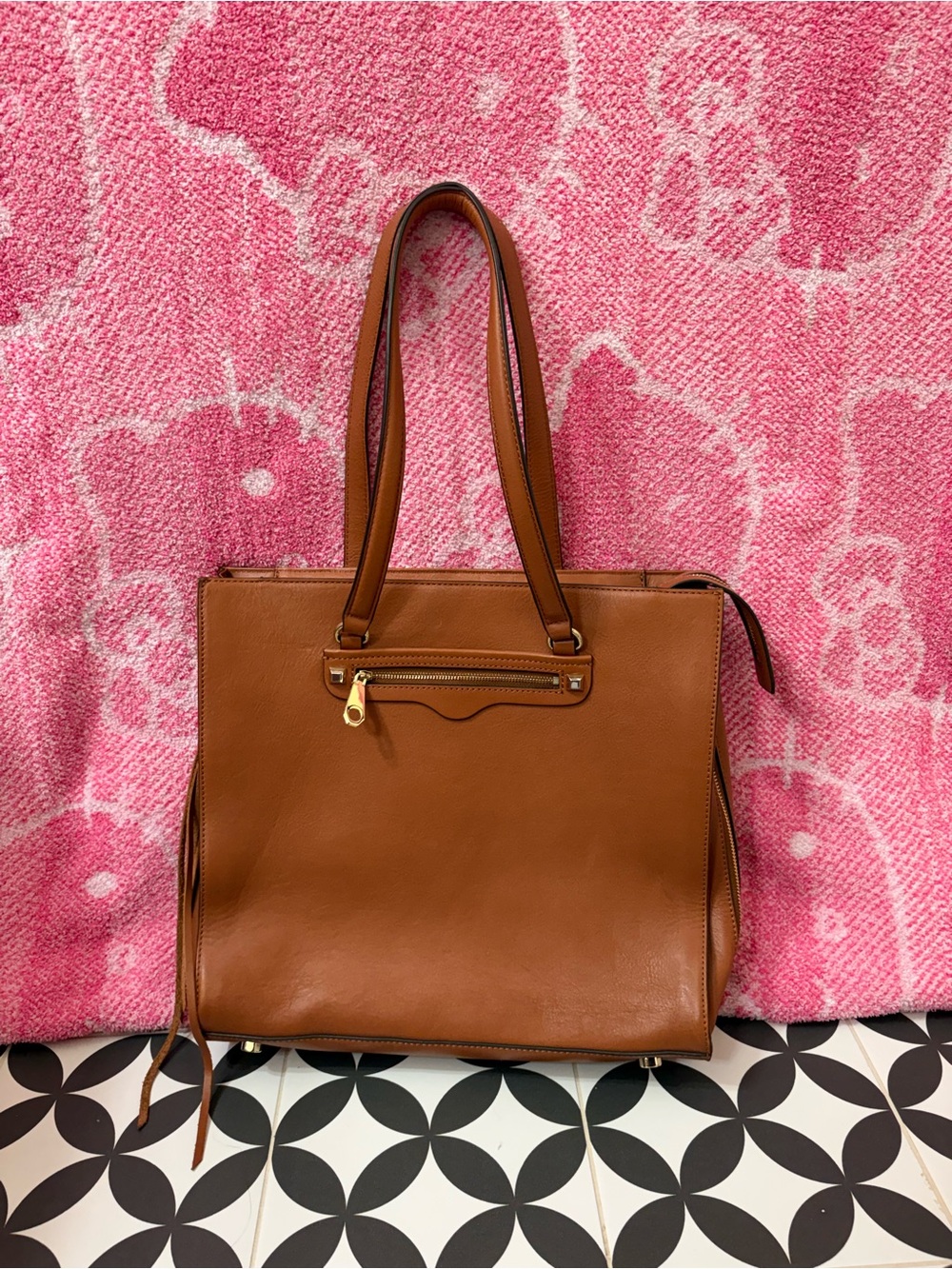 Classic Tan Leather Tote Bag - Women